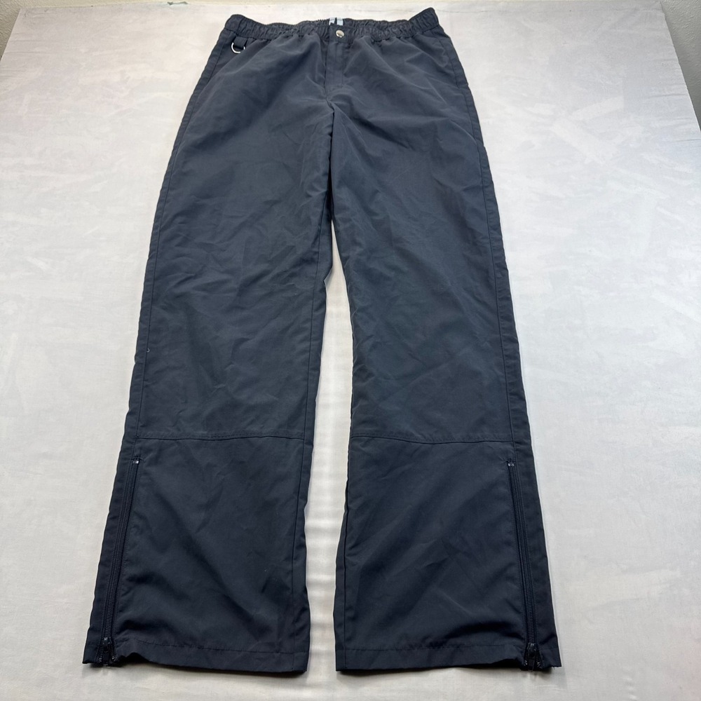 Aspire Track Pants Mens L Black Blue Stripe Windbreaker Ankle Zip Elastic Waist